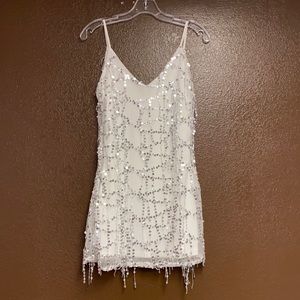 White Sequin Mini Dress